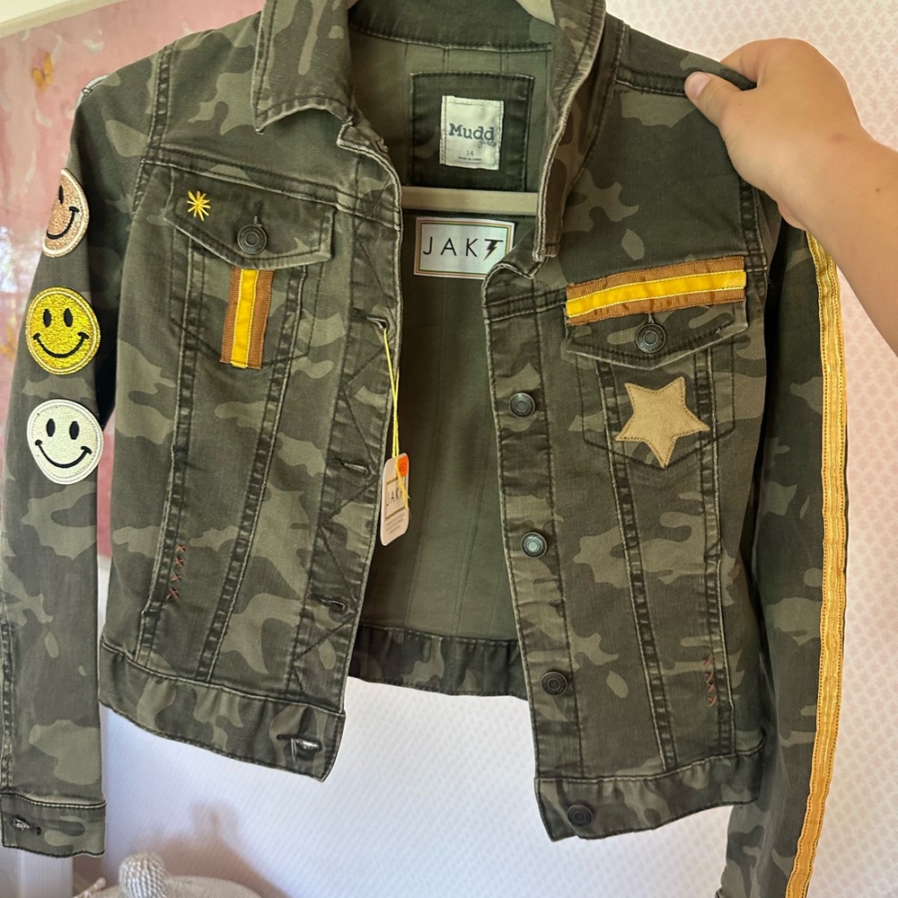 Girls Camo Denim Jean Jacket